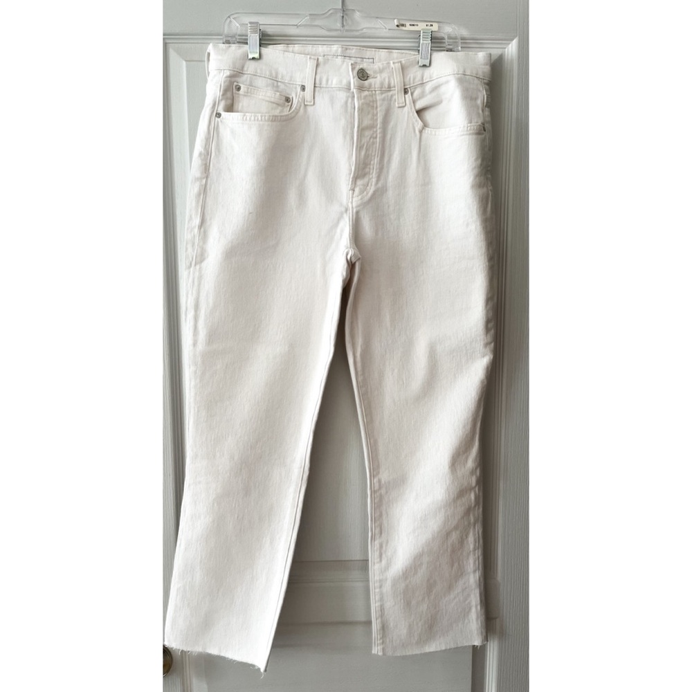 Frank and Eileen Cork White Cropped Jeans with Straight Leg Cut